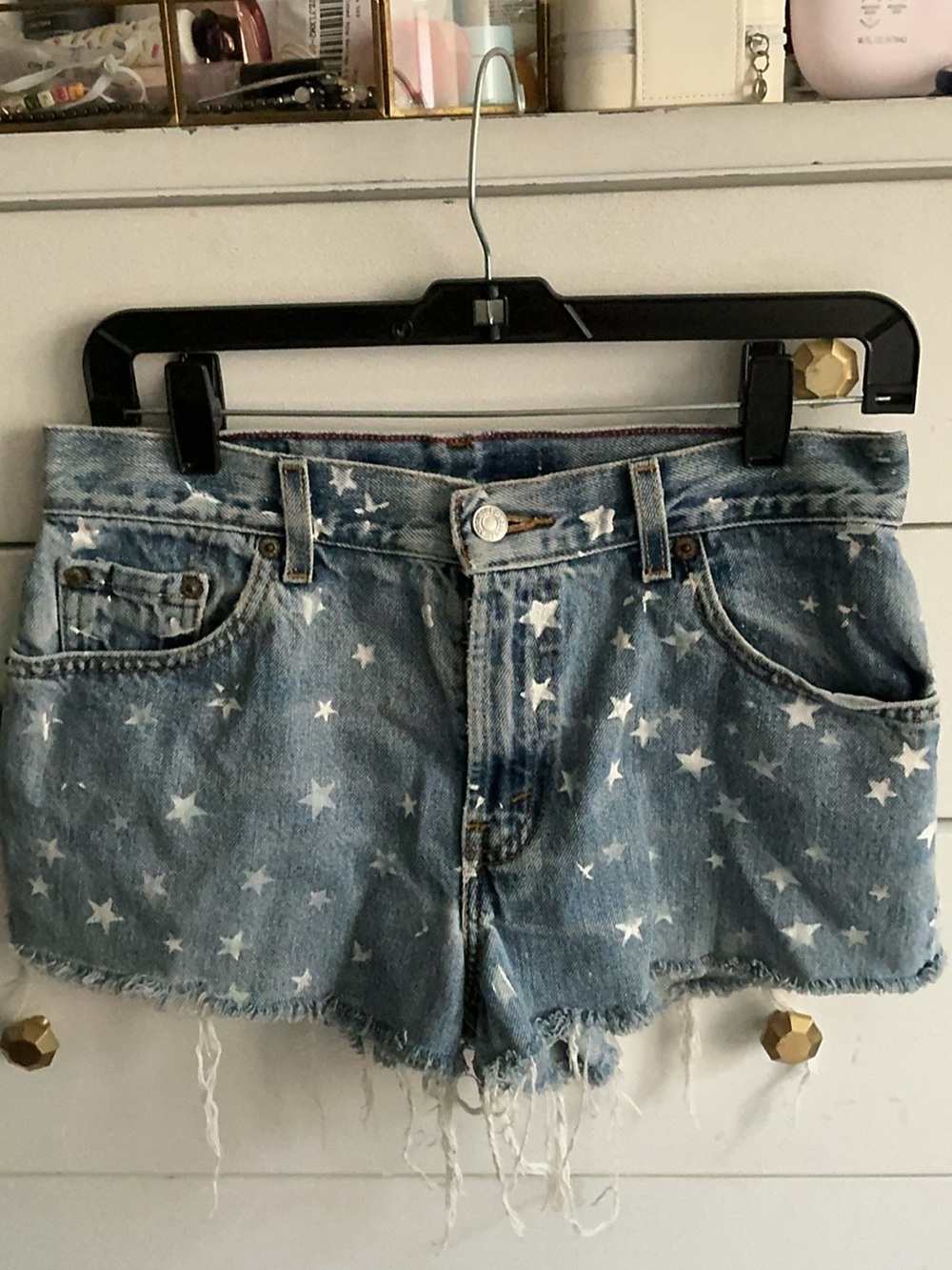 Levi's Star-Print Denim Shorts in Light Blue